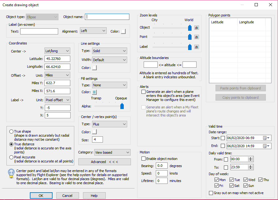 Create Drawing Objects Window